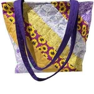 Quilted shoulder bag patchwork tote purse